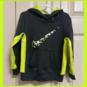 Nike Black and Neon Green Kids Hoodie